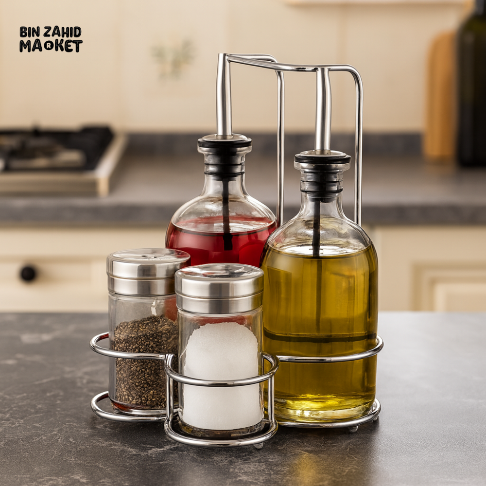 DANNY HOME OIL AND VINEGAR DISPENSER SET WITH SALT & PEPPER SHAKERS - SD-001