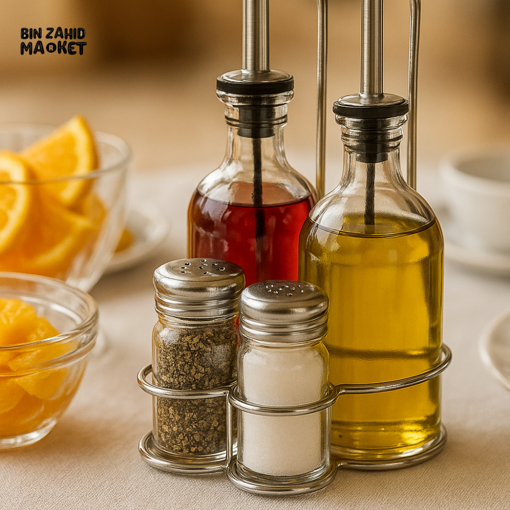 DANNY HOME OIL AND VINEGAR DISPENSER SET WITH SALT & PEPPER SHAKERS - SD-001
