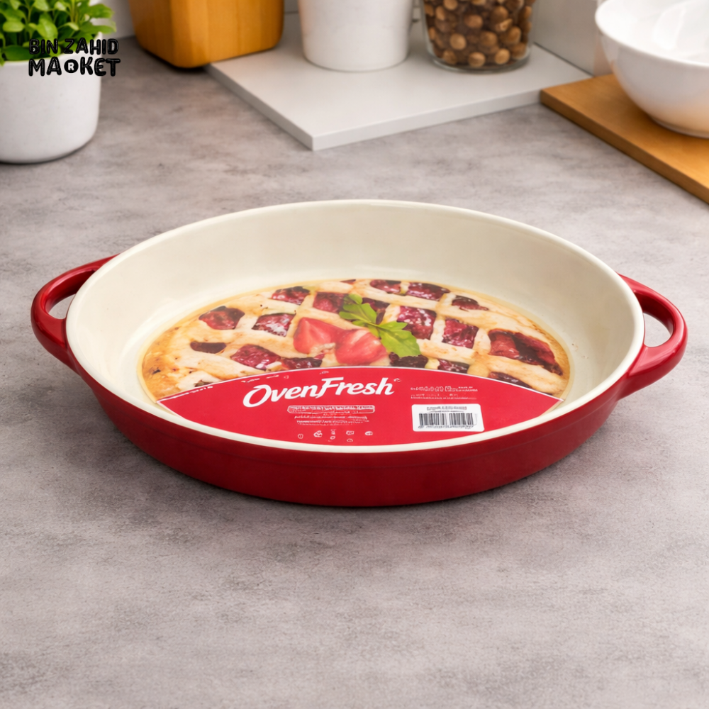 OVAL CERAMIC BAKING DISH WITH HANDLES – OVEN SAFE NON-STICK CASSEROLE PAN