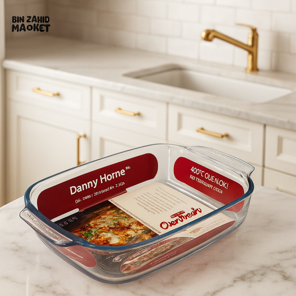 DANNY HOME OVENFRESH RECTANGULAR BOROSILICATE GLASS BAKING DISH OVEN SAFE 2.7 LITRE KP018