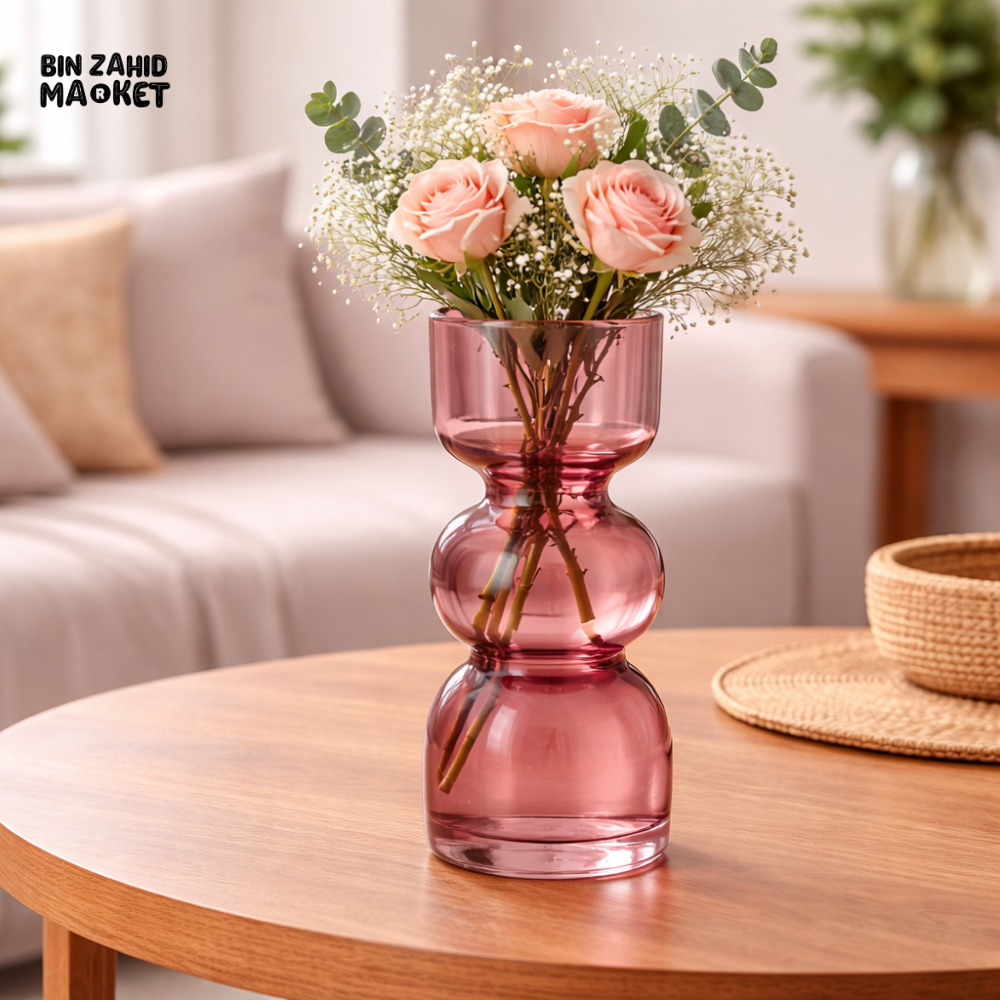 DANNY HOME PINK GLASS FLOWER VASE -CB-88