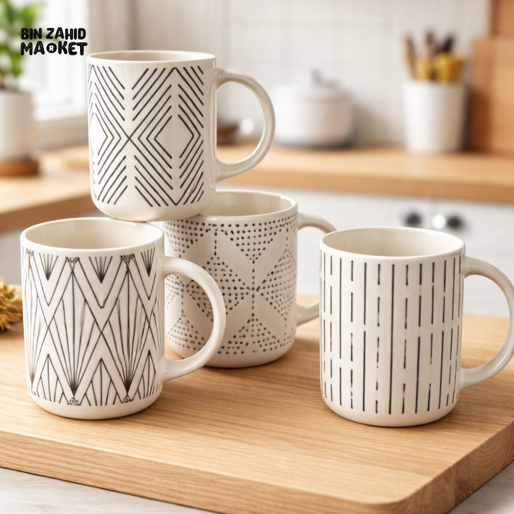 DANNY HOME PORCELAIN GEOMETRIC DESIGN 450ML COFFEE MUG PREMIUM DRINKWARE FOR HOME & OFFICE T01-13