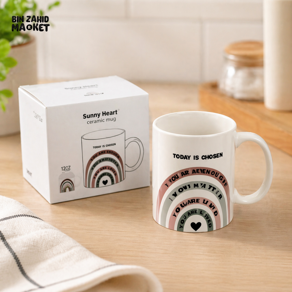 DANNY HOME PORCELAIN MOTIVATIONAL RAINBOW COFFEE MUG 330ML 12OZ GIFT DRINKWARE BZ01-14