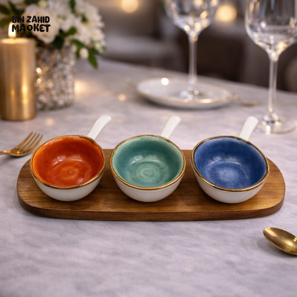 DANNY HOME PREMIUM 4 PIECE CERAMIC DESSERT SERVING SET WITH BOARD - CZT21-62