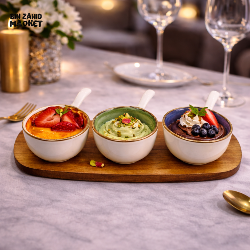 DANNY HOME PREMIUM 4 PIECE CERAMIC DESSERT SERVING SET WITH BOARD - CZT21-62