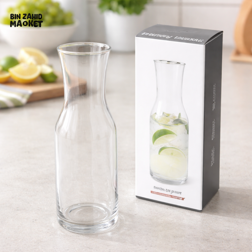 DANNY HOME PREMIUM CLEAR GLASS WATER CARAFE BOTTLE 24OZ ELEGANT DRINKWARE FOR JUICE WATER BEVERAGES CB-28