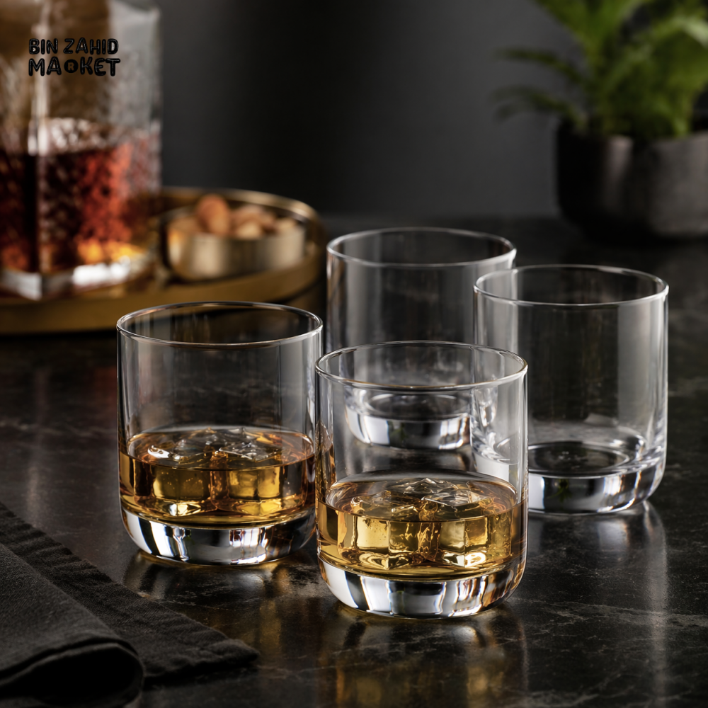 DANNY HOME PREMIUM CLEAR GLASS WHISKEY TUMBLER SET 310ML 4PCS OLD FASHIONED DRINKING GLASSES CB28-17
