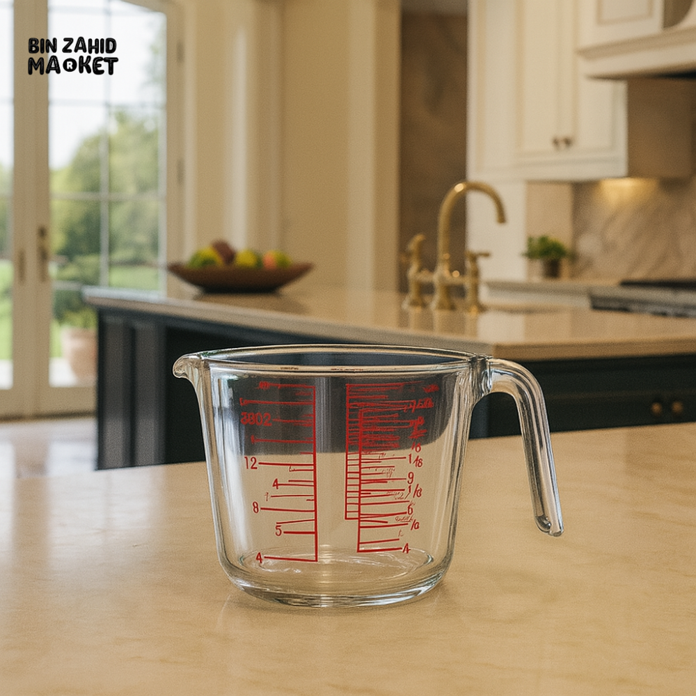 DANNY HOME PREMIUM GLASS MEASURING CUP – 32OZ HEAT-RESISTANT KITCHEN JUG WITH HANDLE & SPOUT