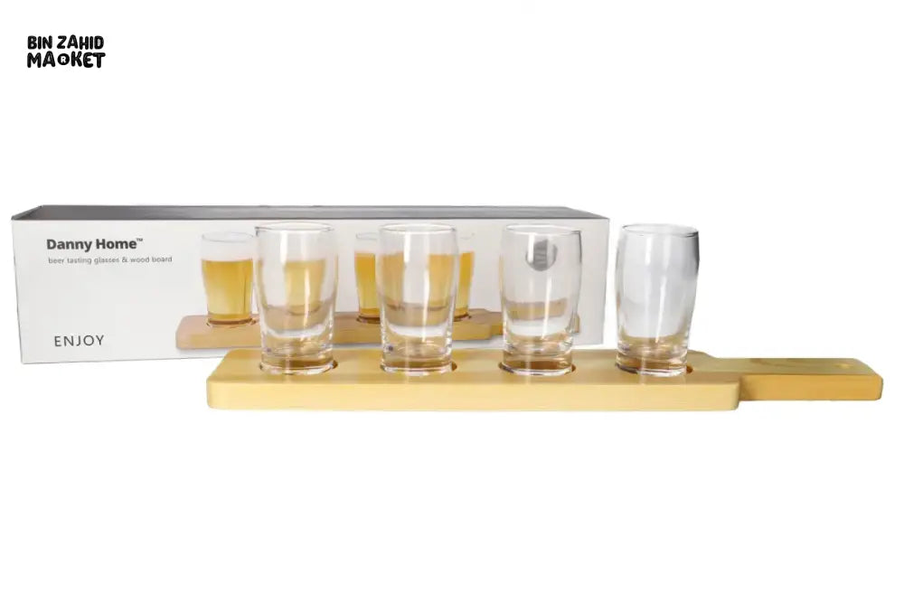 DANNY HOME PREMIUM GLASS SHOT SET WITH WOODEN SERVING TRAY -KY-095