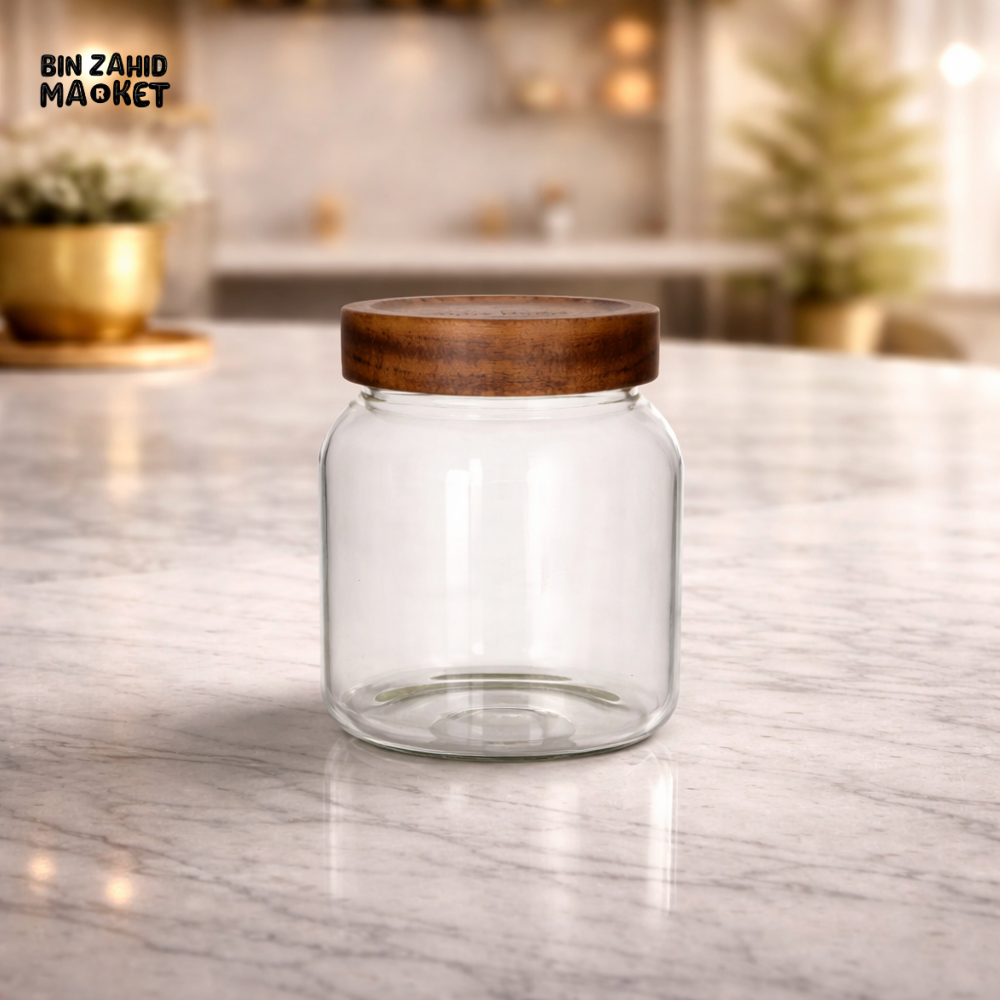 DANNY HOME PREMIUM GLASS STORAGE JAR WITH WOODEN LID - 1300ML 1966-89