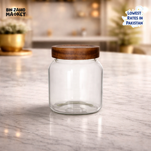DANNY HOME PREMIUM GLASS STORAGE JAR WITH WOODEN LID - 600ML 1966-92