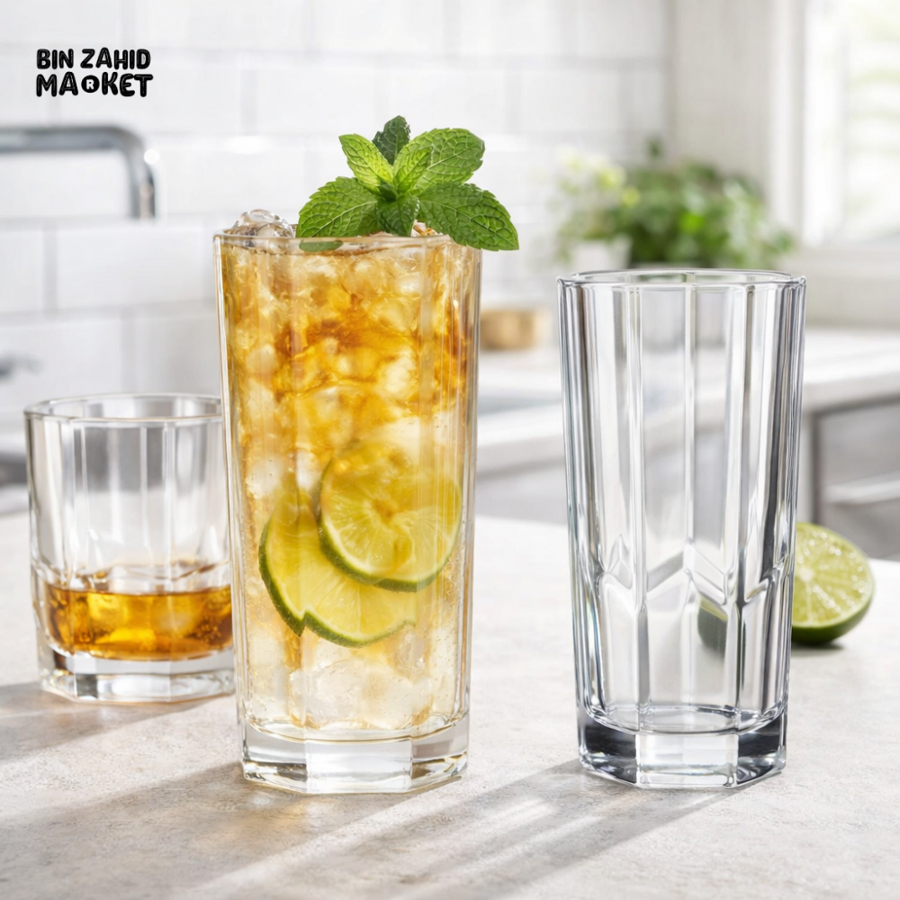 DANNY HOME PREMIUM OCTAGON CUT GLASS TUMBLER SET 328ML 6PCS – 1988-176