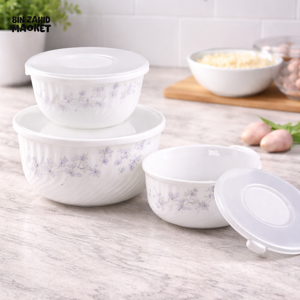 DANNY HOME PRESERVATION BOWL SET WITH LIDS – DURABLE LIGHTWEIGHT SERVING & STORAGE BOWLS 3 PIECE SET