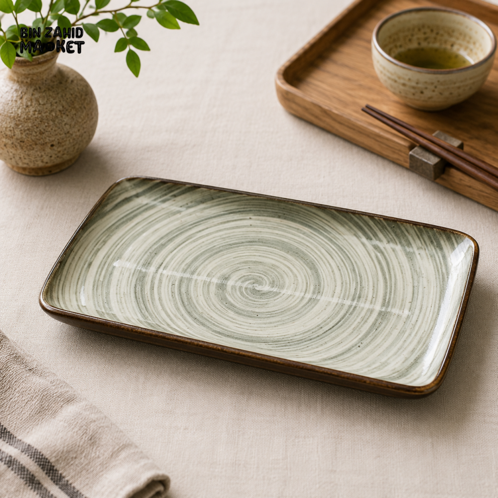 REACTIVE GLAZE STONEWARE RECTANGULAR SERVING PLATTER 8.0 INCH – 80CFP
