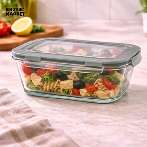 DANNY HOME RECTANGULAR BOROSILICATE GLASS STORAGE CONTAINER WITH AIRTIGHT LID - 1000ML BXH04-04