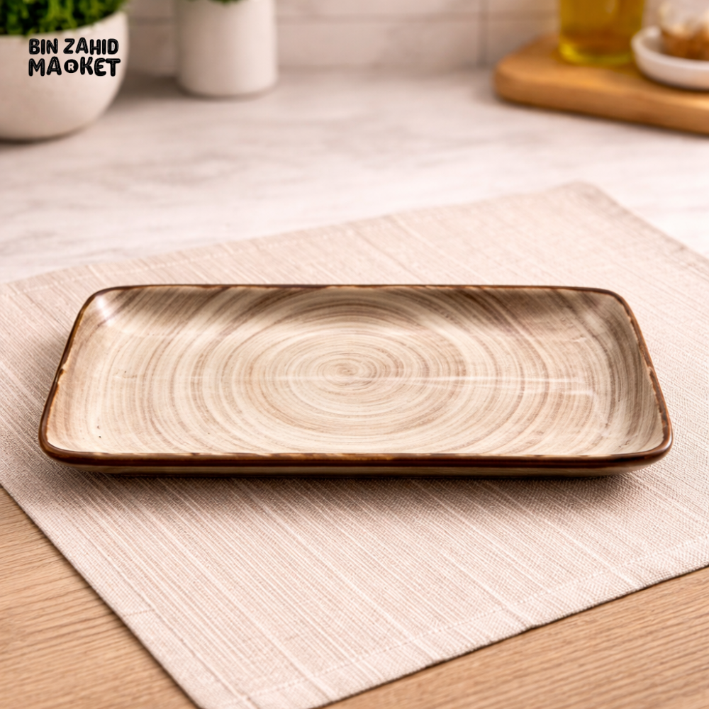 DANNY HOME RECTANGULAR CERAMIC SERVING PLATE – 7 INCH MODERN WOOD-TEXTURE APPETIZER & DESSERT DISH 70CFP 2019