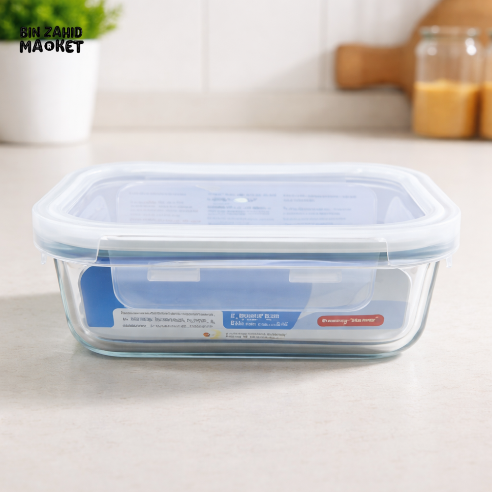 DANNY HOME RECTANGULAR GLASS AIRTIGHT FOOD STORAGE CRISPER CONTAINER 1480ML WITH G + SEAL LOCKING LID BXH05-05
