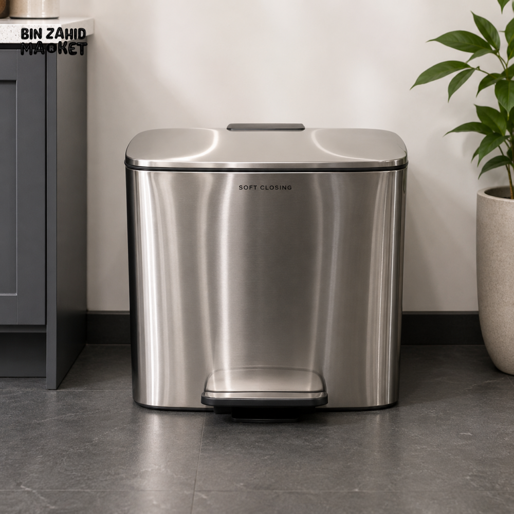 DANNY HOME RECTANGULAR STAINLESS STEEL PEDAL DUSTBIN WITH LID - 20 L