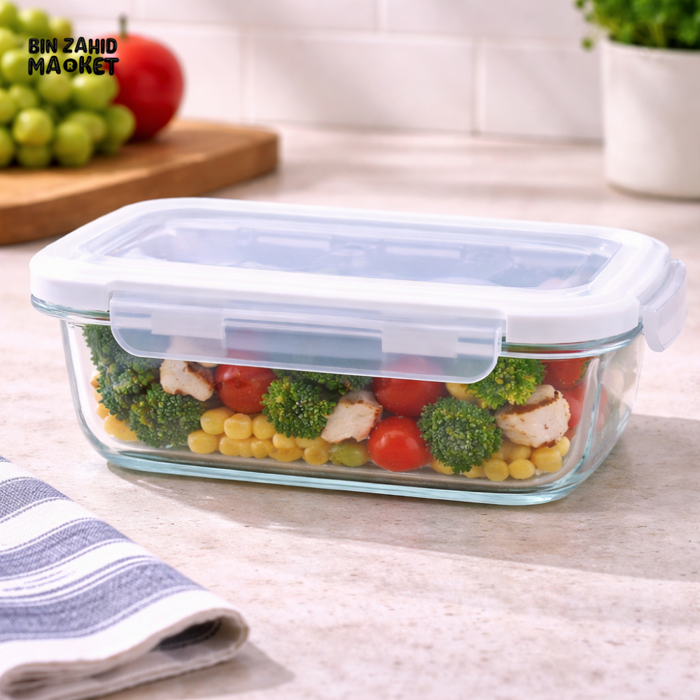 DANNY HOME RECTANULAR GLASS STORAGE CONTAINER WITH LOCK LID 1480ML -BXH05-05