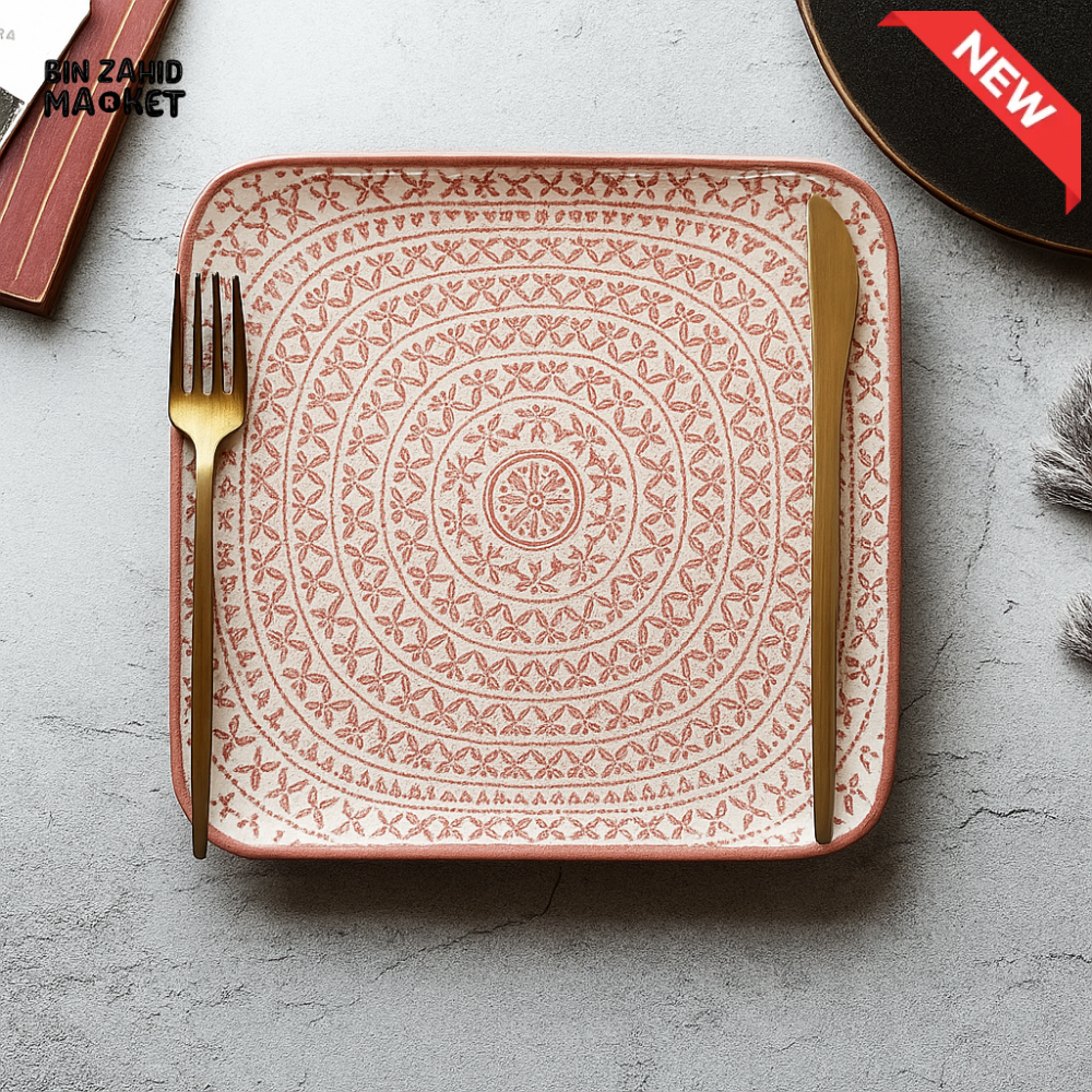 DANNY HOME RED SQUARE CERAMIC PLATE - 80FP