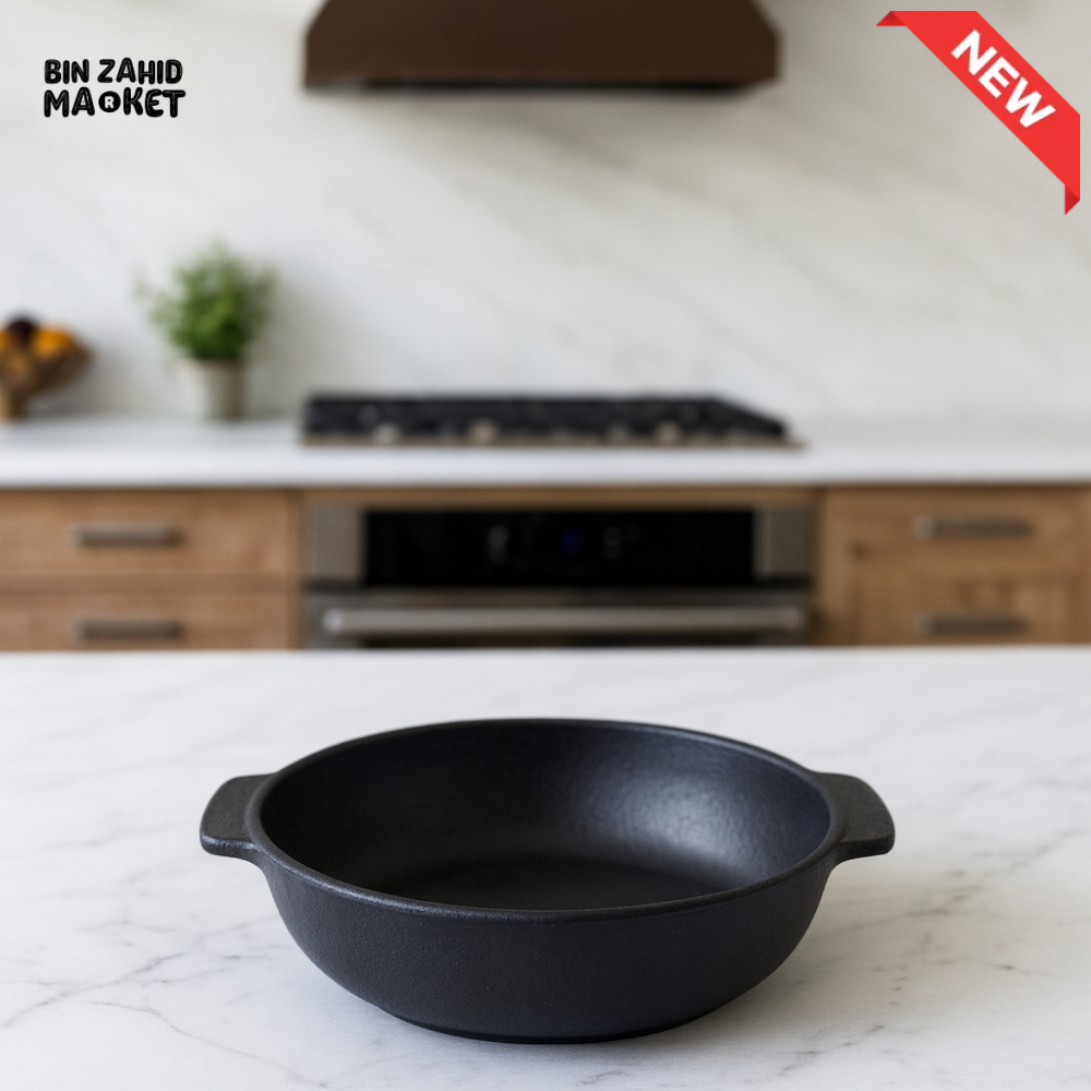 DANNY HOME ROUND BLACK BAKING DISH WITH HANDLES – OVEN SAFE CERAMIC CASSEROLE BOWL 9 90TYKP