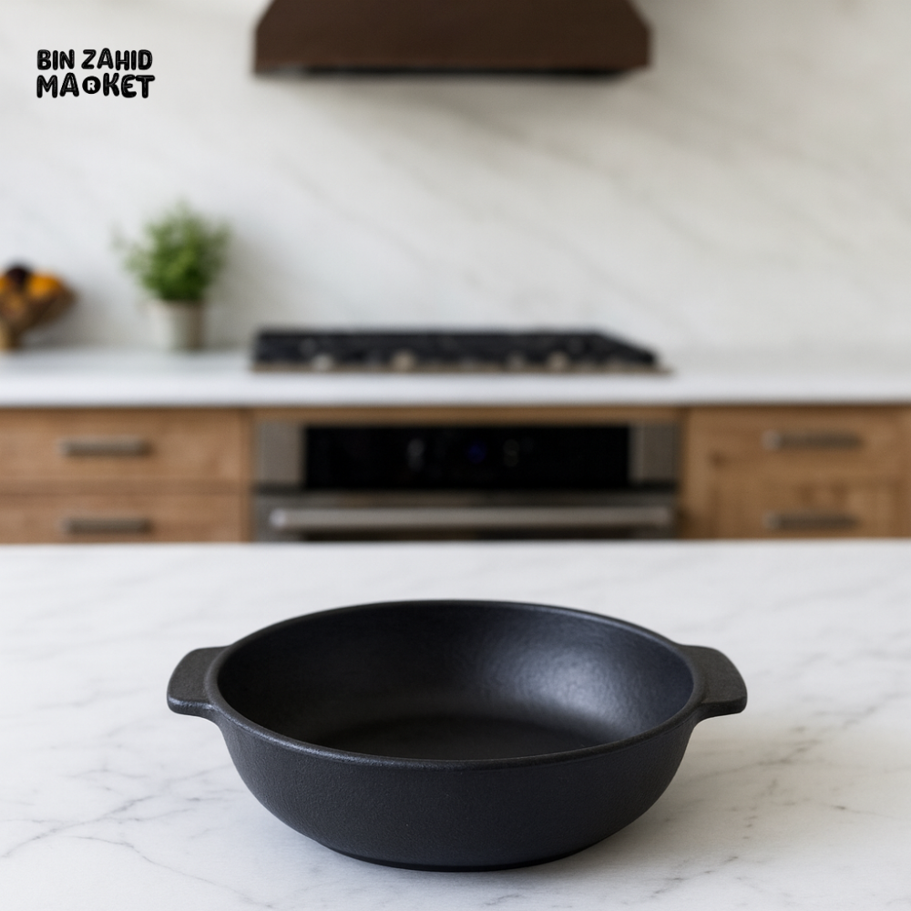 DANNY HOME ROUND BLACK BAKING DISH WITH HANDLES – OVEN SAFE CERAMIC CASSEROLE BOWL 9 90TYKP