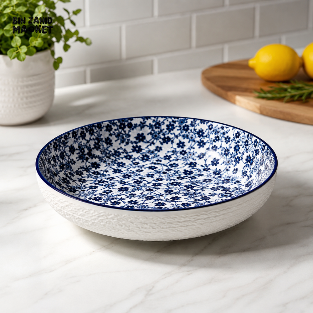 ROUND BLUE FLORAL PORCELAIN SERVING BOWL 20 CM – 120TP 2011