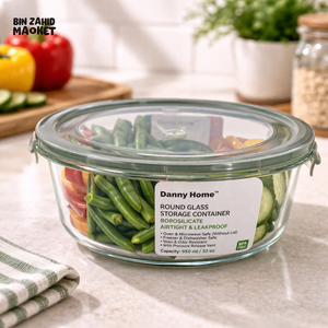 DANNY HOME ROUND BOROSILICATE GLASS STORAGE CONTAINER WITH AIRTIGHT LID - 635ML BXH01-03