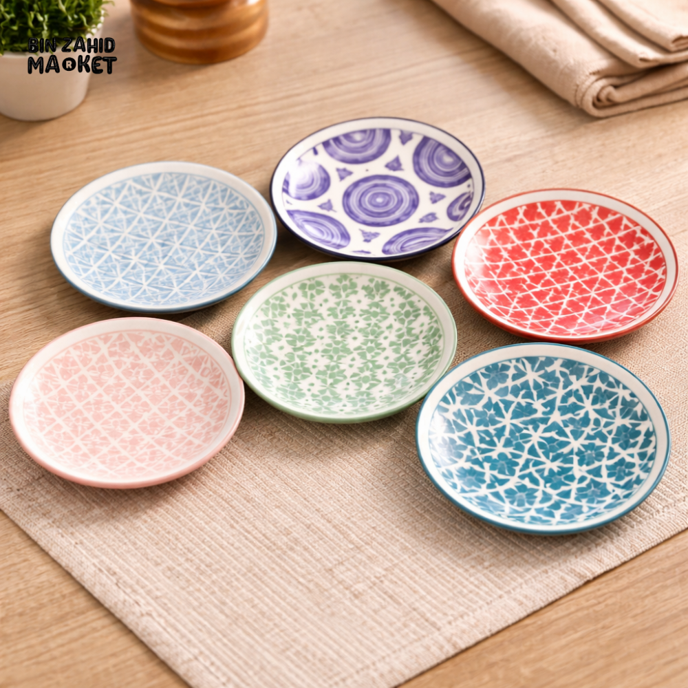 DANNY HOME 60FGDGP ROUND CERAMIC APPETIZER PLATE SET 60FGDGP