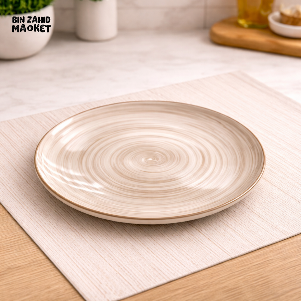 DANNY HOME ROUND CERAMIC FLAT PLATE – 7.5 INCH SPIRAL TEXTURE DESSERT & SALAD SERVING PLATE 75P 2019