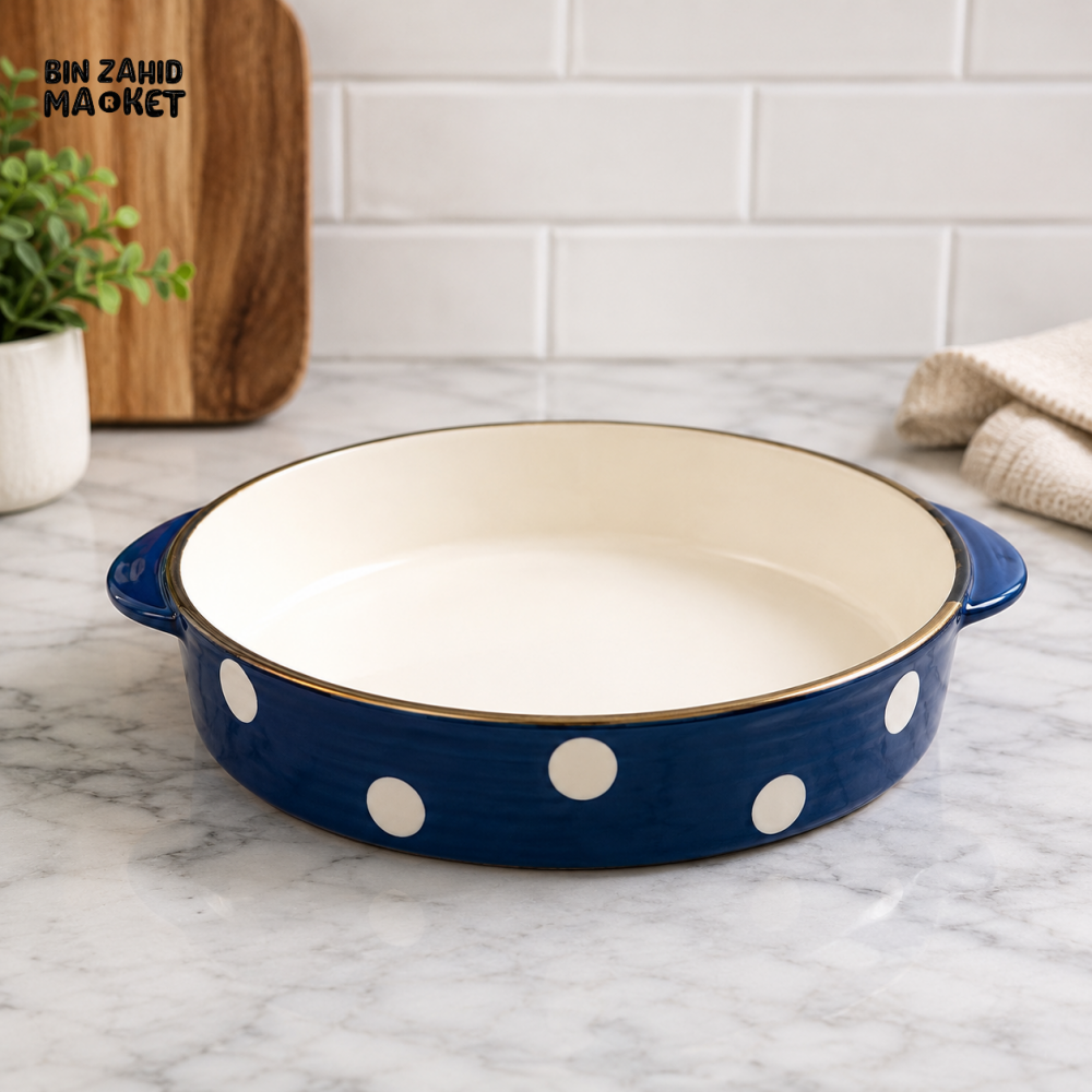 DANNY HOME ROUND ENAMEL BAKEWARE SERVING & ROASTING PAN WITH SIDE HANDLES 34×22×5CM / 13.25’’ CZT06-40