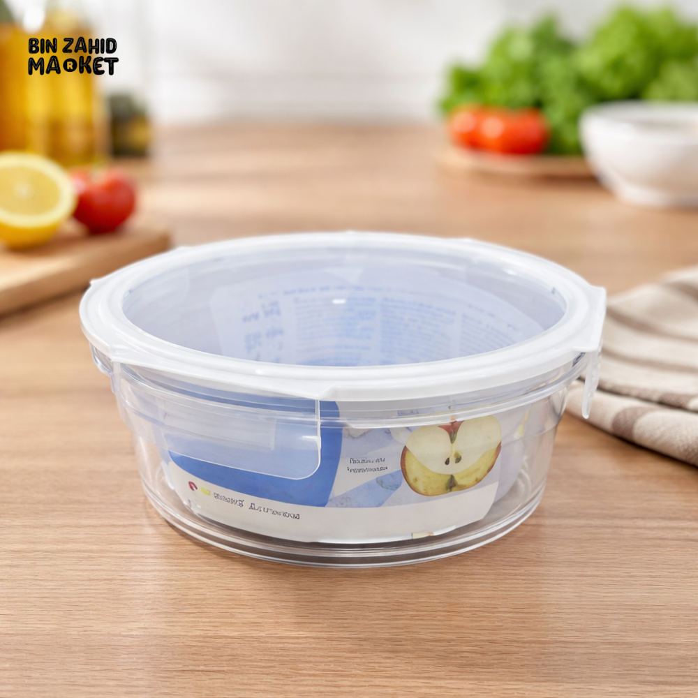 DANNY HOME ROUND PLASTIC FOOD STORAGE CRISPER CONTAINER WITH LID 1300ML BXH02-05