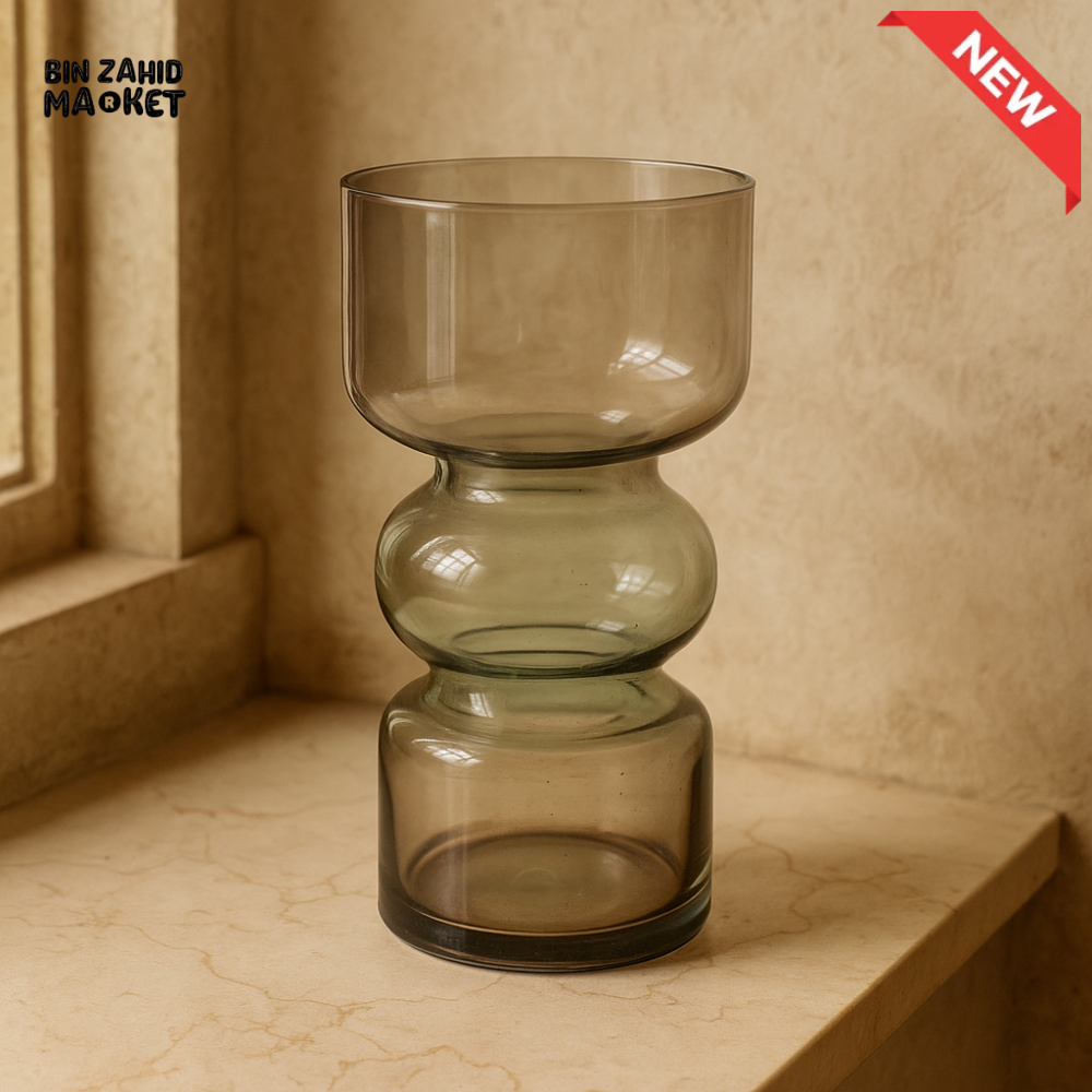 DANNY HOME SMOKY TRANSPARENT GLASS VASE MODERN DECORATIVE TABLETOP VASE CB 89