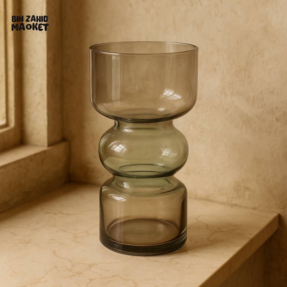 DANNY HOME SMOKY TRANSPARENT GLASS VASE MODERN DECORATIVE TABLETOP VASE CB 89