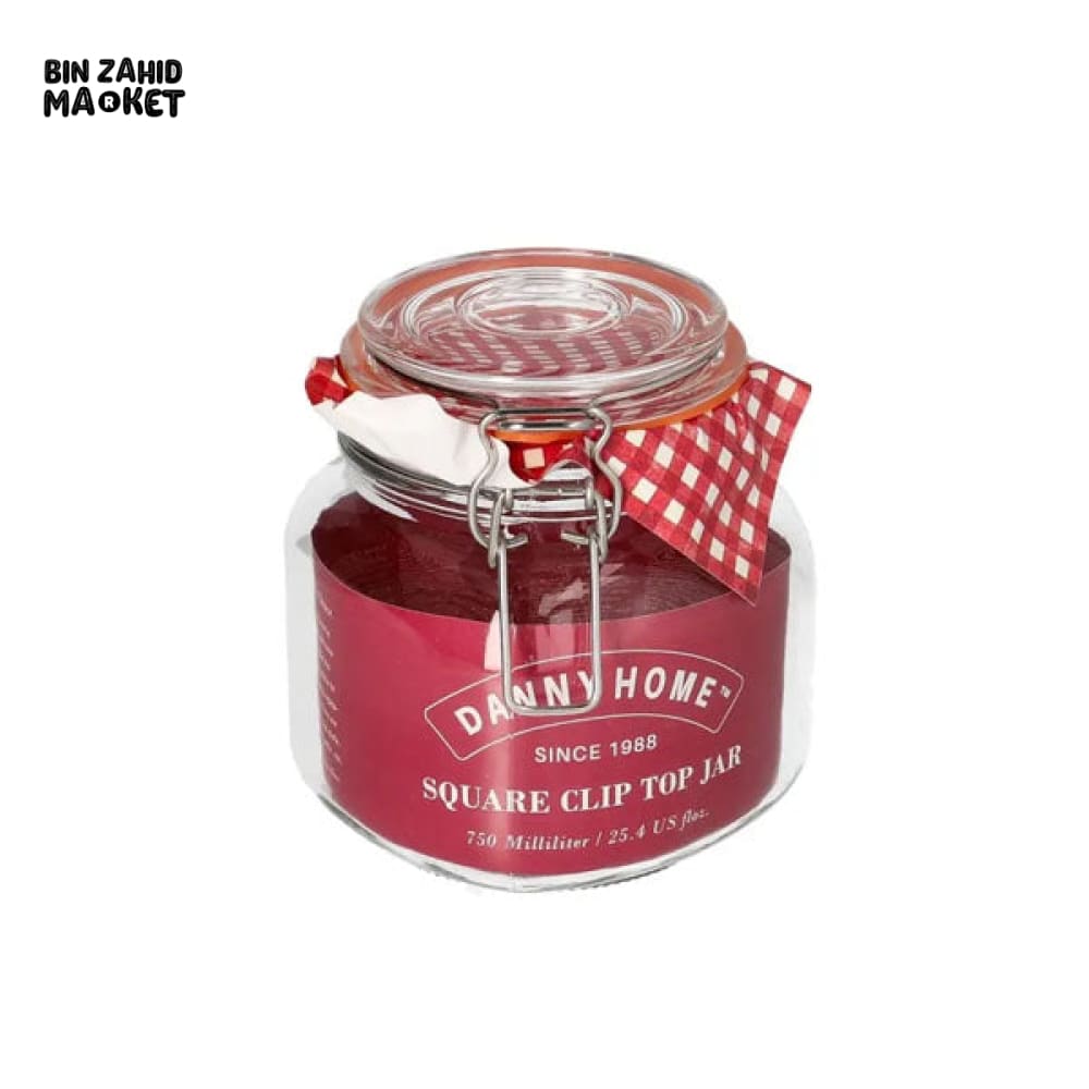 DANNY HOME SQUARE CLIP TOP JAR 525ML – AIRTIGHT GLASS STORAGE CONTAINER FOR SPICES DRY FRUITS & KITCHEN ESSENTIALS
