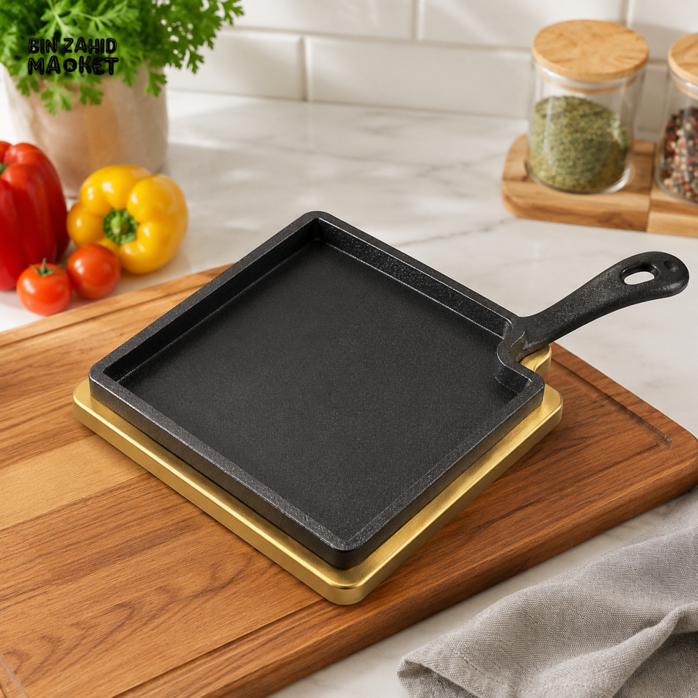 DANNY HOME SQUARE NON-STICK CAST ALUMINUM GRILL PAN WITH HANDLE - ZYB196