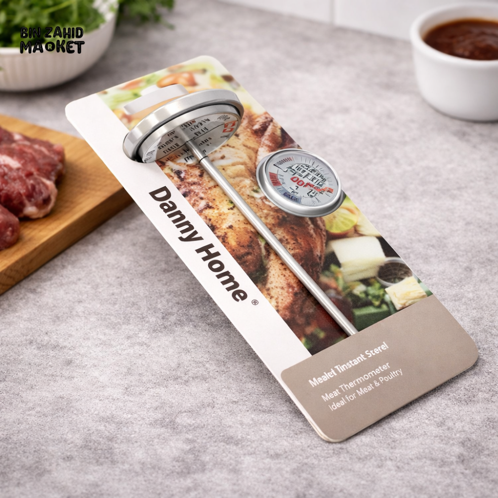 DANNY HOME STAINLESS STEEL ANALOG MEAT THERMOMETER INSTANT READ BBQ COOKING FOOD TEMPERATURE GAUGE DH0179