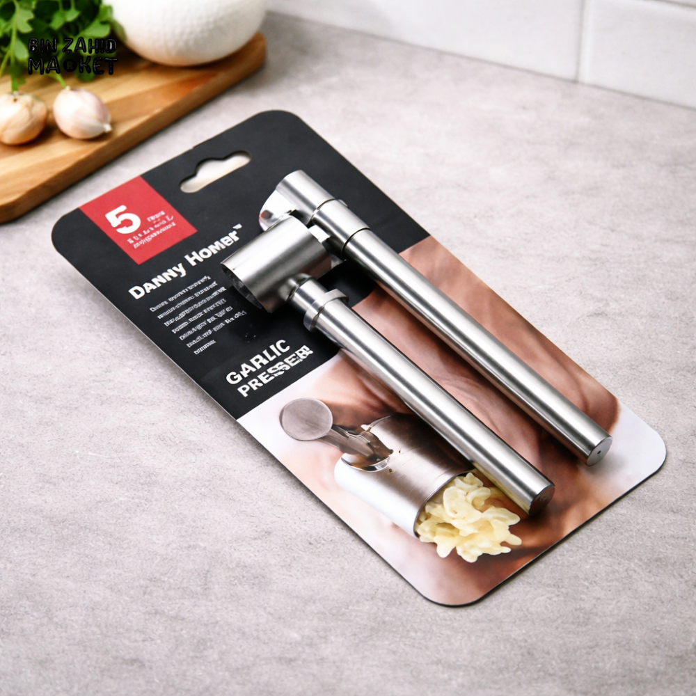 DANNY HOME STAINLESS STEEL GARLIC PRESSER MANUAL GARLIC CRUSHER KITCHEN TOOL ERGONOMIC HANDLE DH1483