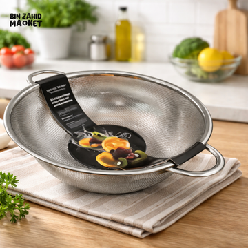 DANNY HOME STAINLESS STEEL MESH COLANDER DRAINING BASIN 23.5CM HEAVY DUTY FRUIT VEGETABLE STRAINER SS120