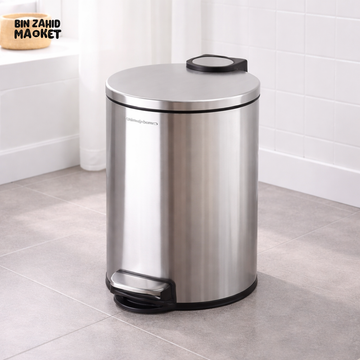 DANNY HOME STAINLESS STEEL PEDAL TRASH CAN 30L SOFT CLOSE LID FOOT OPERATED GARBAGE BIN ROUND WASTE BIN FOR KITCHEN