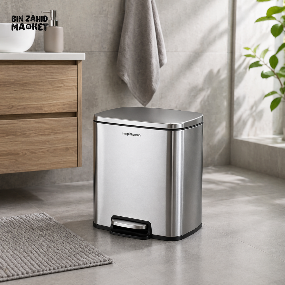 DANNY HOME STAINLESS STEEL PEDAL TRASH CAN 5L SOFT CLOSE LID COMPACT BATHROOM WASTE BIN LJT04-5-1