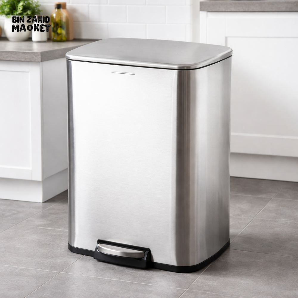DANNY HOME STAINLESS STEEL STEP TRASH CAN 30LTR SOFT CLOSE PEDAL BIN KITCHEN HOUSEHOLD WASTE BIN LJT04-30-1