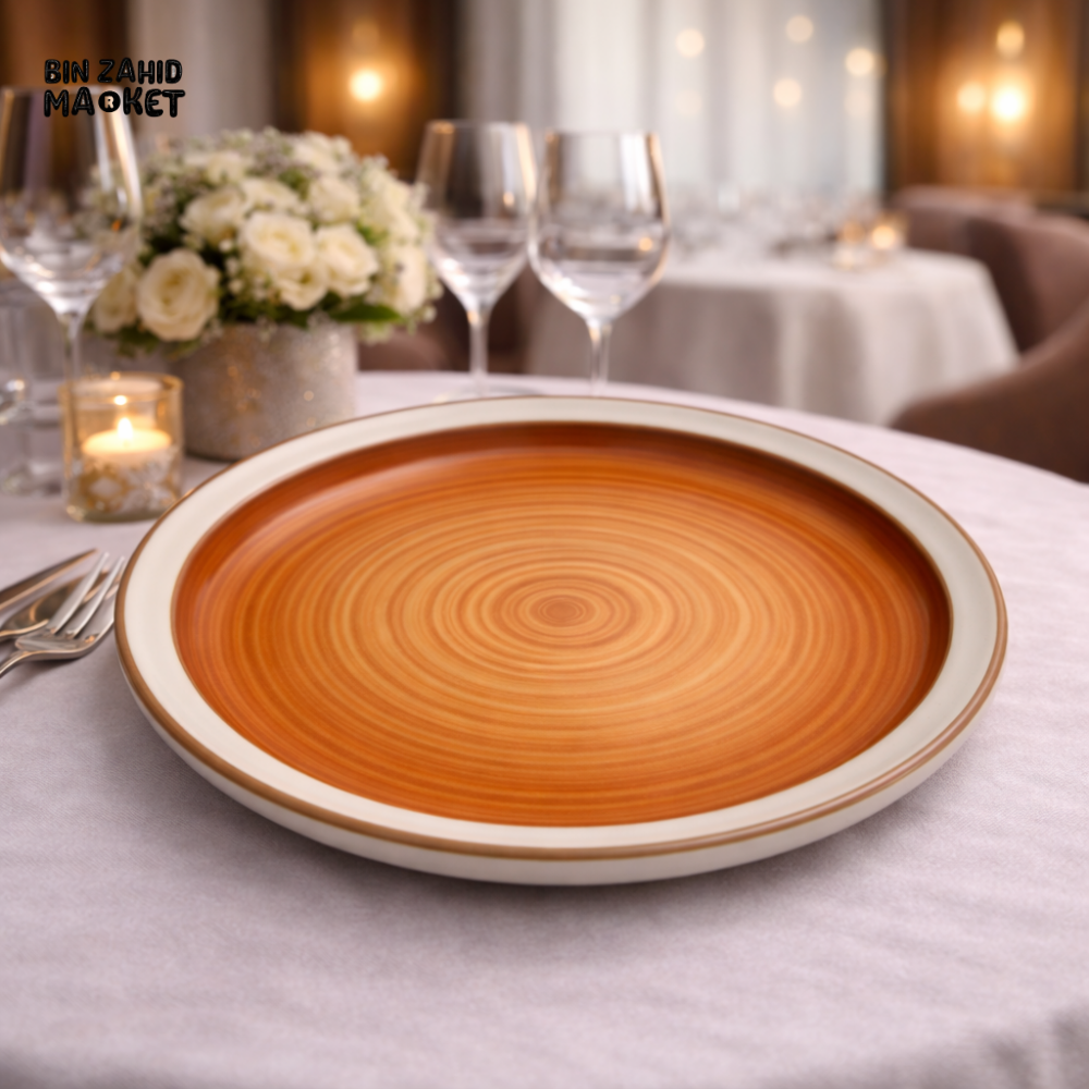 DANNY HOME TERRACOTTA SPIRAL CERAMIC DINNER PLATE – MODERN STONEWARE SERVING PLATE FOR ELEGANT TABLE SETTING - CZT01-1
