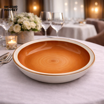 DANNY HOME TERRACOTTA SPIRAL CERAMIC SOUP PLATE – MODERN STONEWARE PASTA & SOUP BOWL FOR ELEGANT TABLE SETTING - CZT01-2