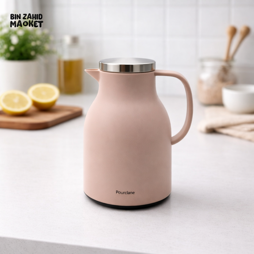 DANNY HOME VACUUM INSULATED JUG 1L PP BODY WITH GLASS LINER HOT & COLD THERMOS CARAFE MOCHA VF004M
