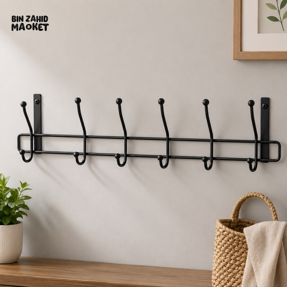 DANNY HOME WALL MOUNTED MULTI HOOK METAL HANGING RACK