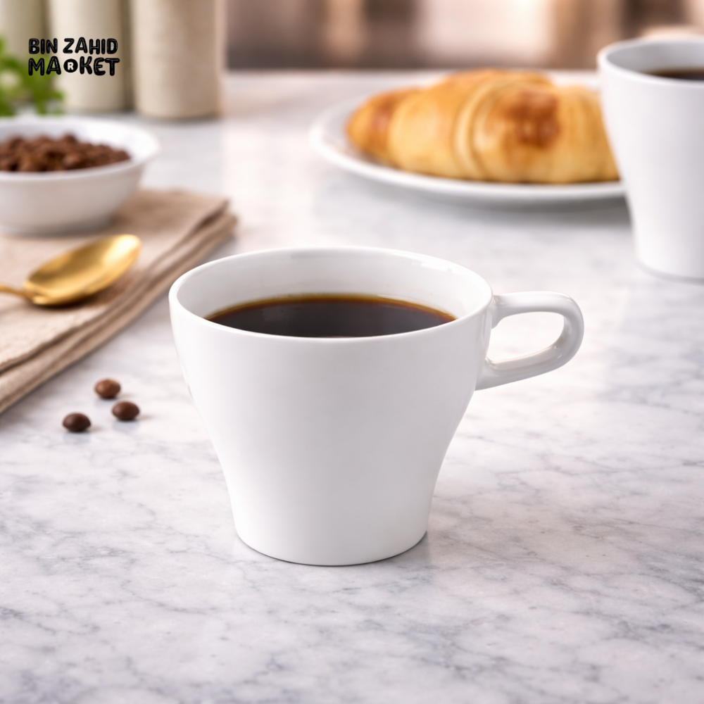 DANNY HOME WHITE CERAMIC COFFEE CUP – PREMIUM MODERN TEA & COFFEE MUG FOR ELEGANT DINING Brilliant Mugs