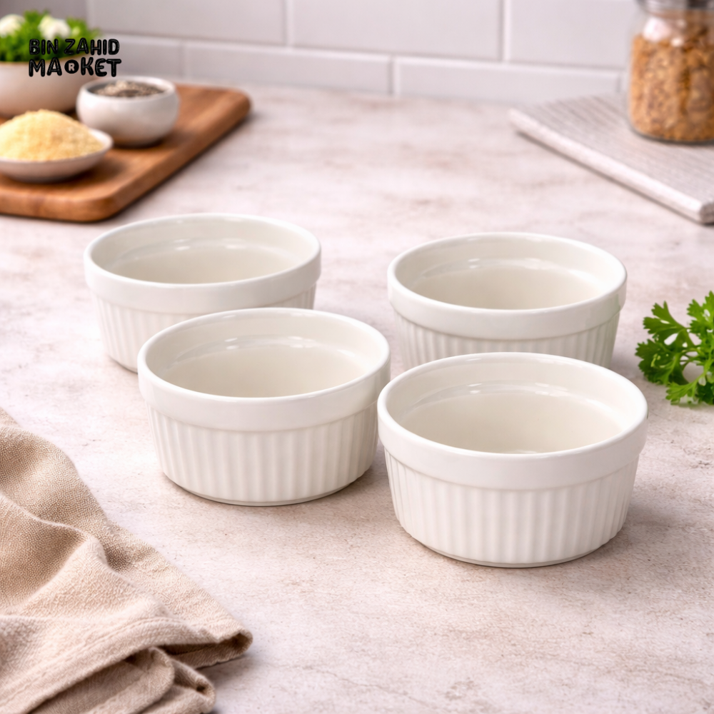 DANNY HOME WHITE CERAMIC RAMEKIN SET 4 PIECE -DB71-04