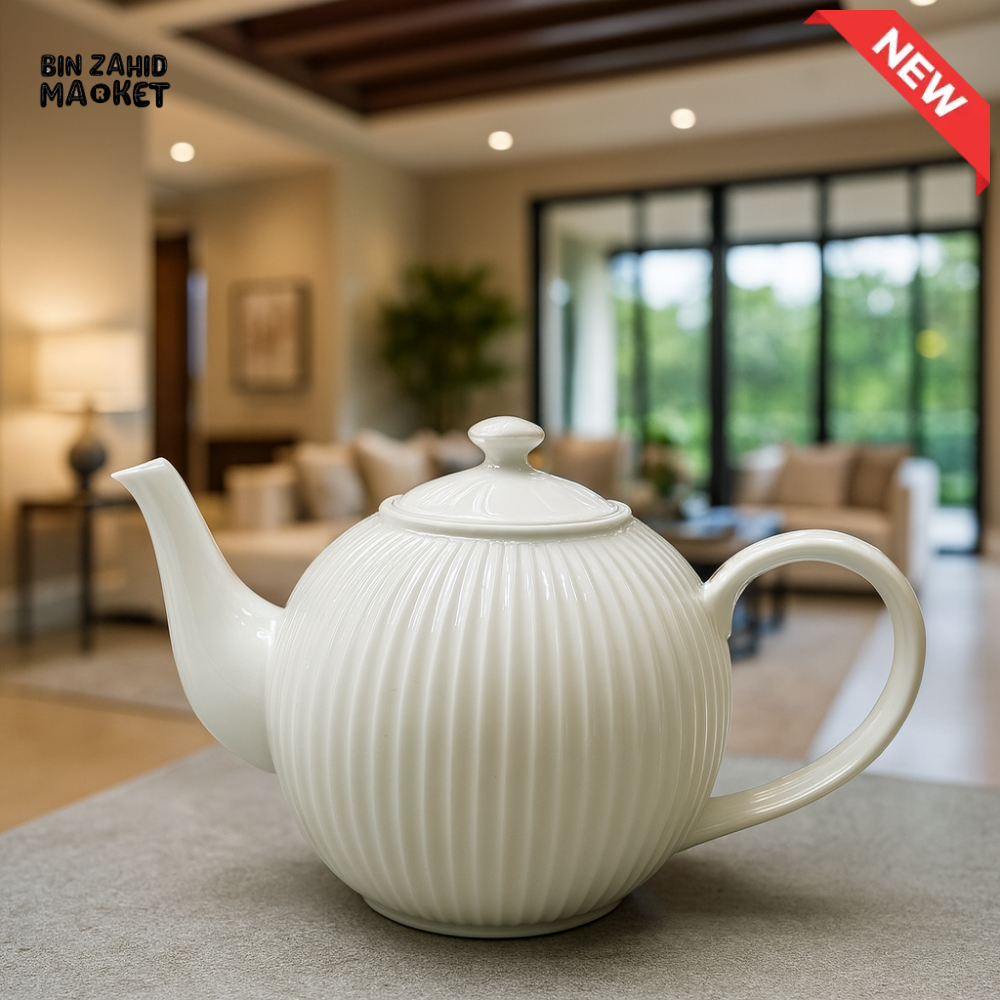 DANNY HOME WHITE CERAMIC TEAPOT – ELEGANT PORCELAIN TEA POT 1000ML BW22 16