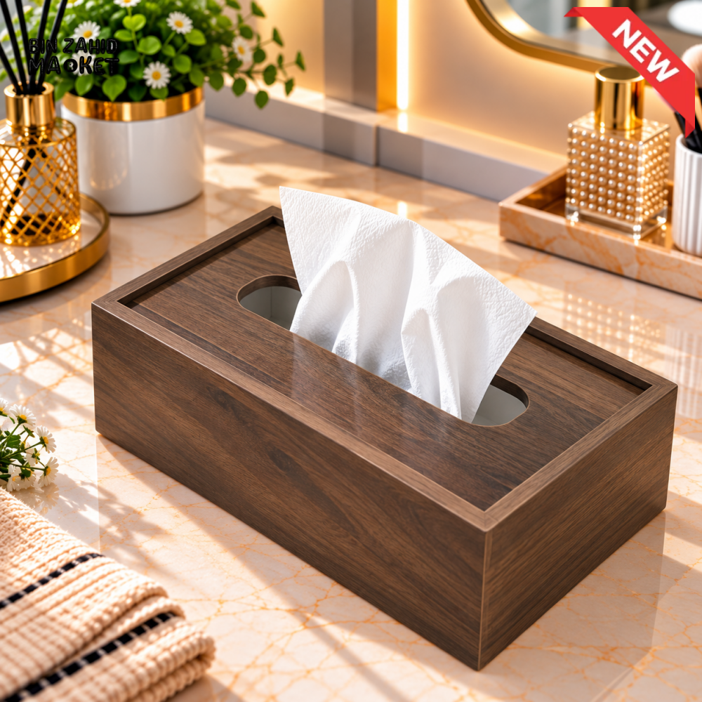 DARK WOOD LOOK RECTANGULAR TISSUE BOX - Tissue Boxes